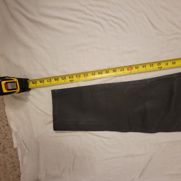 GUESS REAL LEATHER JEANS Y2K Zip Ankle Triangle Pants Black MOTO - Picture 13 of 15